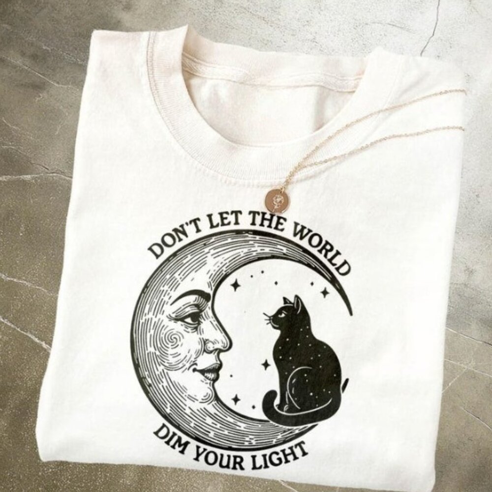 Celestial Moon T-Shirt, Witchy Black Cat Shirt